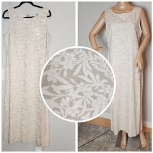 NWT VTG Casual Corner Annex Linen Blend Sleeveless Maxi Dress Size 14 Runs Small